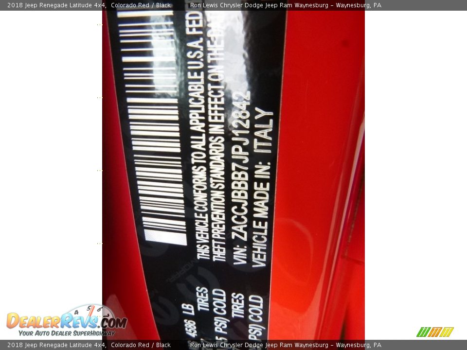 2018 Jeep Renegade Latitude 4x4 Colorado Red / Black Photo #13