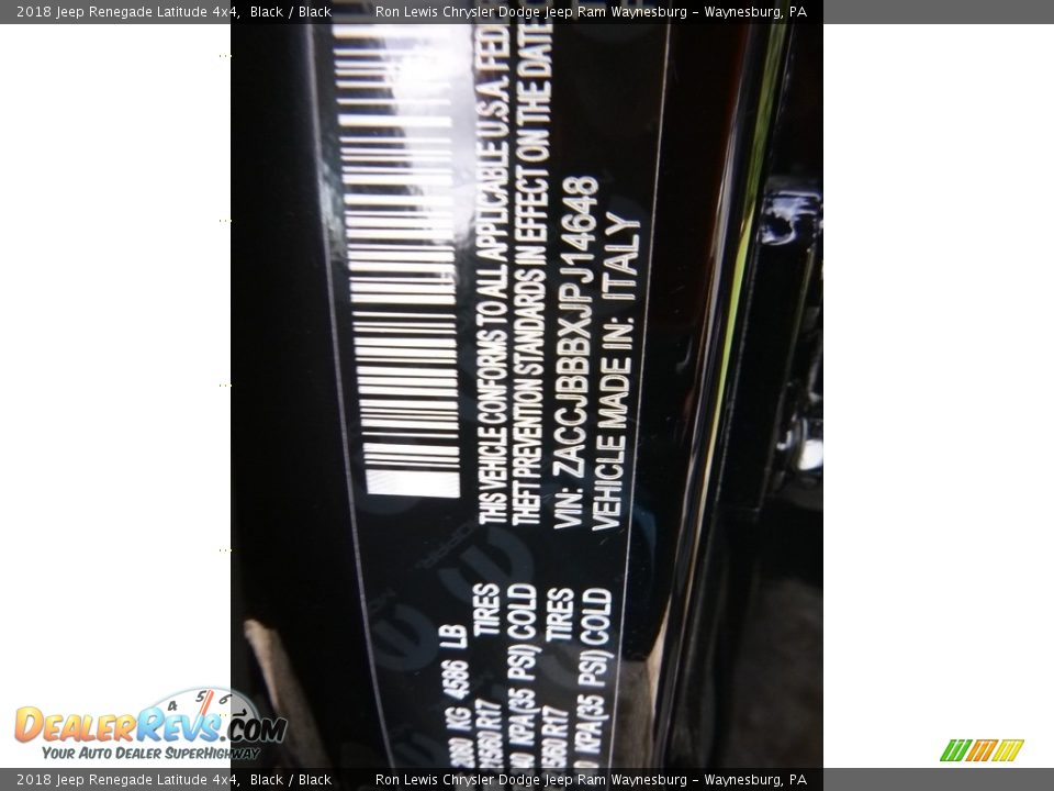 2018 Jeep Renegade Latitude 4x4 Black / Black Photo #15