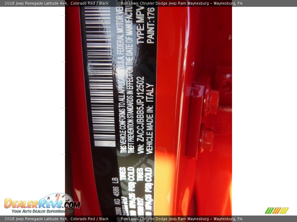 2018 Jeep Renegade Latitude 4x4 Colorado Red / Black Photo #14