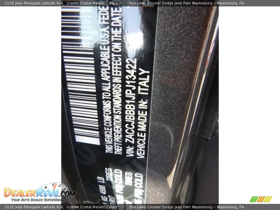 2018 Jeep Renegade Latitude 4x4 Granite Crystal Metallic / Black Photo #14
