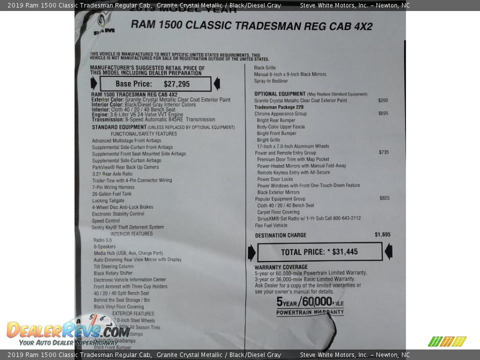2019 Ram 1500 Classic Tradesman Regular Cab Granite Crystal Metallic / Black/Diesel Gray Photo #28