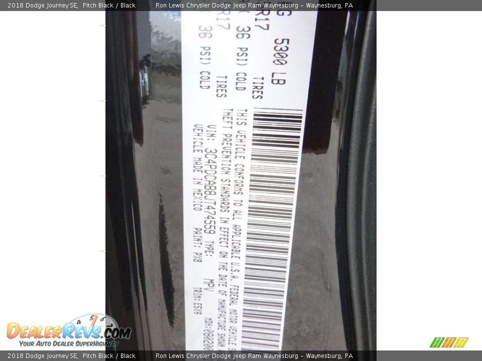 2018 Dodge Journey SE Pitch Black / Black Photo #15