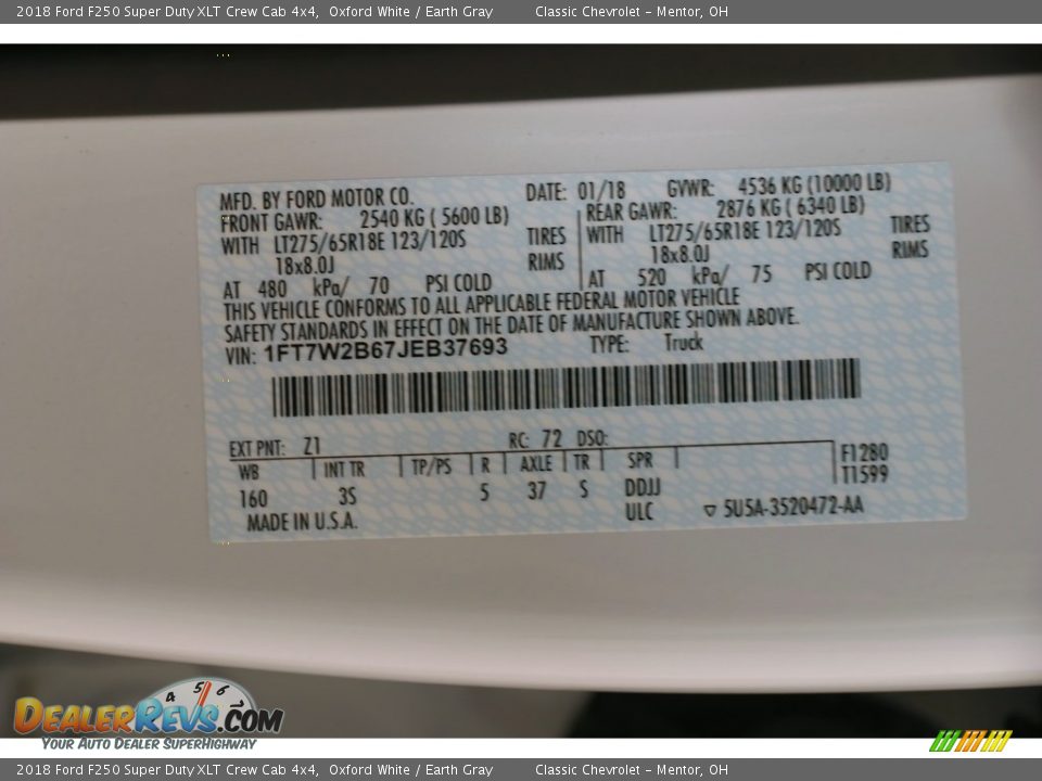 2018 Ford F250 Super Duty XLT Crew Cab 4x4 Oxford White / Earth Gray Photo #28