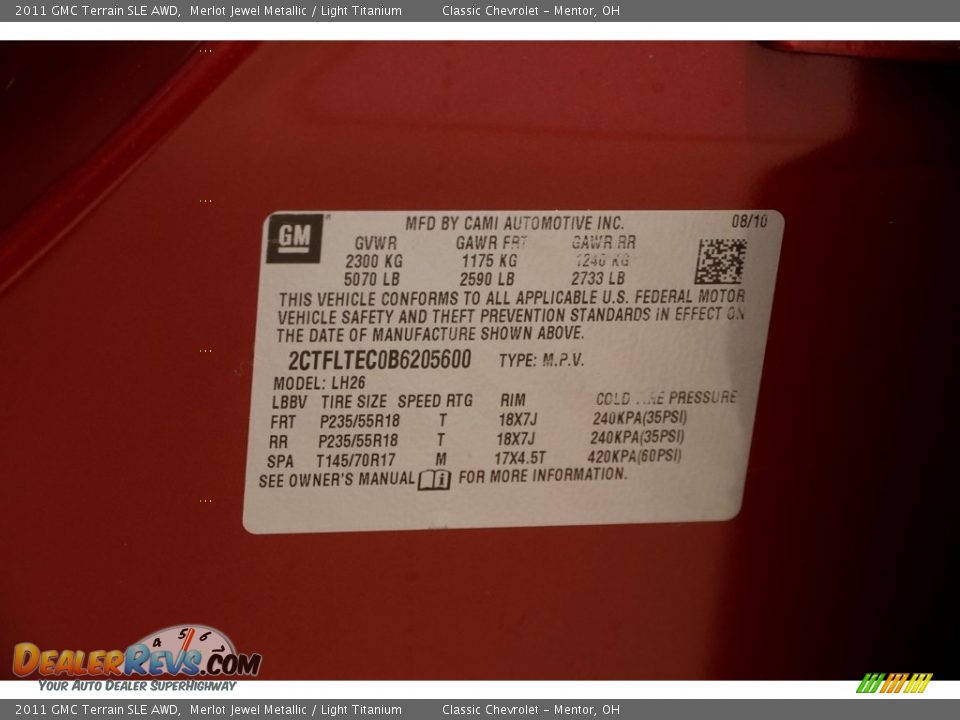 2011 GMC Terrain SLE AWD Merlot Jewel Metallic / Light Titanium Photo #18