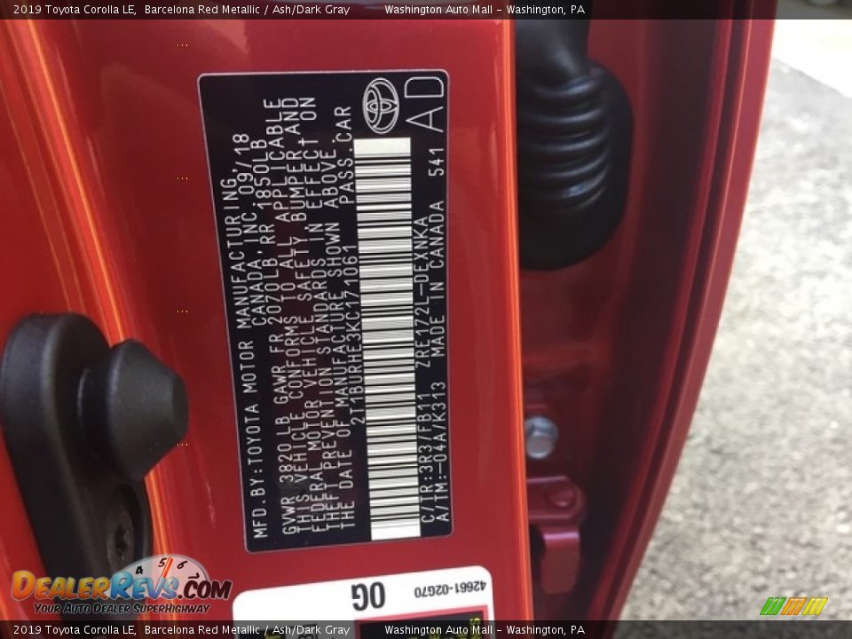 2019 Toyota Corolla LE Barcelona Red Metallic / Ash/Dark Gray Photo #23