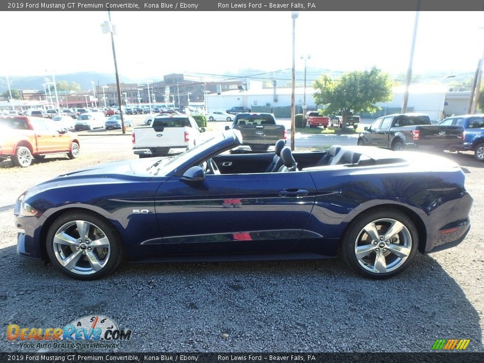 2019 Ford Mustang GT Premium Convertible Kona Blue / Ebony Photo #5