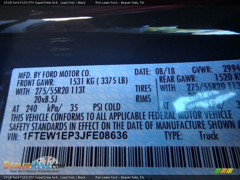 2018 Ford F150 STX SuperCrew 4x4 Lead Foot / Black Photo #14