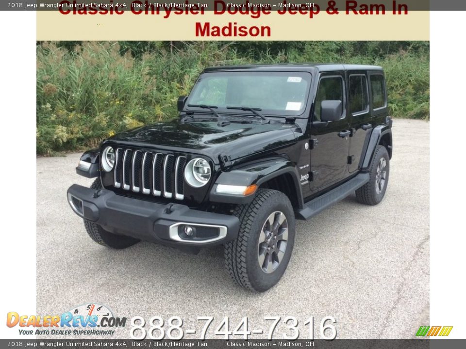 2018 Jeep Wrangler Unlimited Sahara 4x4 Black / Black/Heritage Tan Photo #1