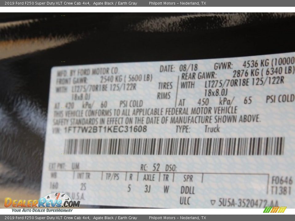 2019 Ford F250 Super Duty XLT Crew Cab 4x4 Agate Black / Earth Gray Photo #33