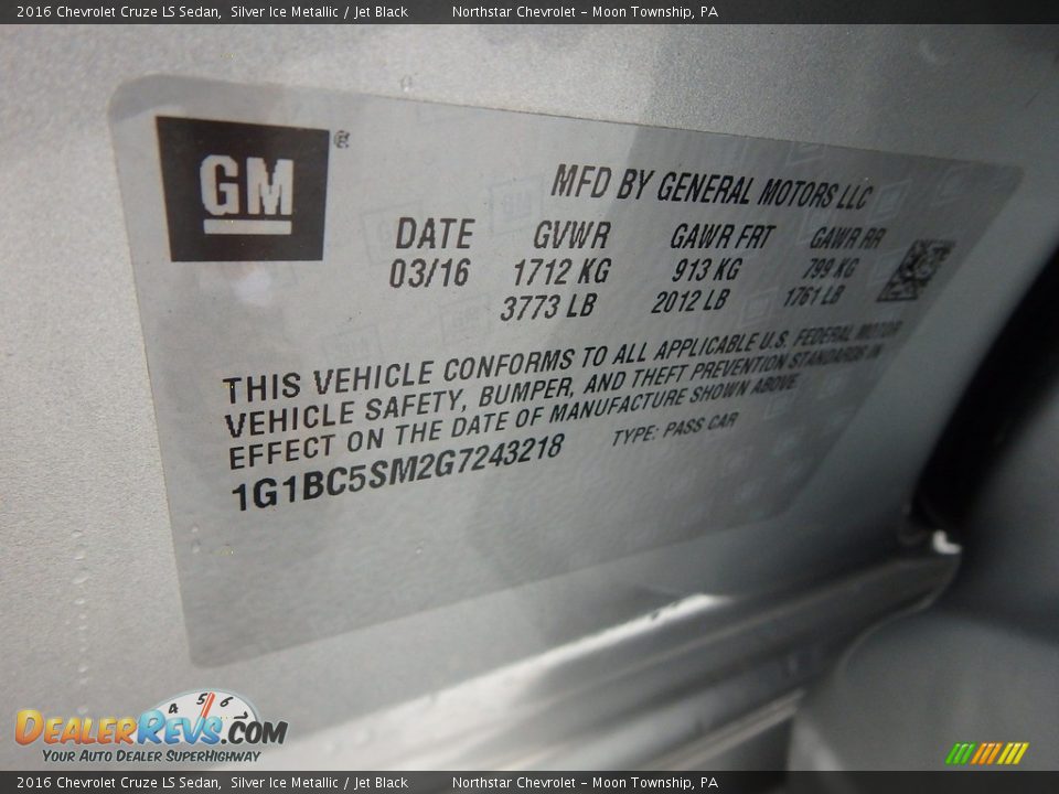 2016 Chevrolet Cruze LS Sedan Silver Ice Metallic / Jet Black Photo #28