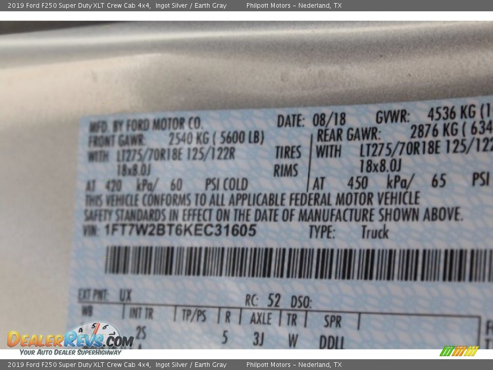 2019 Ford F250 Super Duty XLT Crew Cab 4x4 Ingot Silver / Earth Gray Photo #33