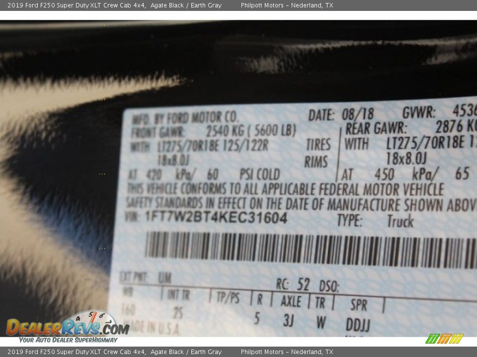 2019 Ford F250 Super Duty XLT Crew Cab 4x4 Agate Black / Earth Gray Photo #33