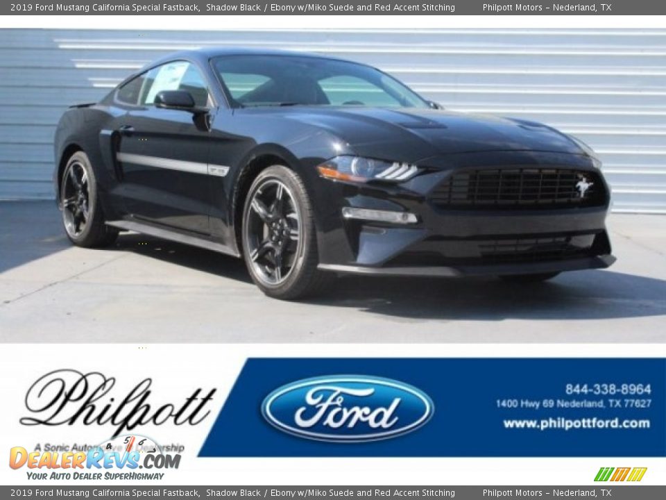 2019 Ford Mustang California Special Fastback Shadow Black / Ebony w/Miko Suede and Red Accent Stitching Photo #1