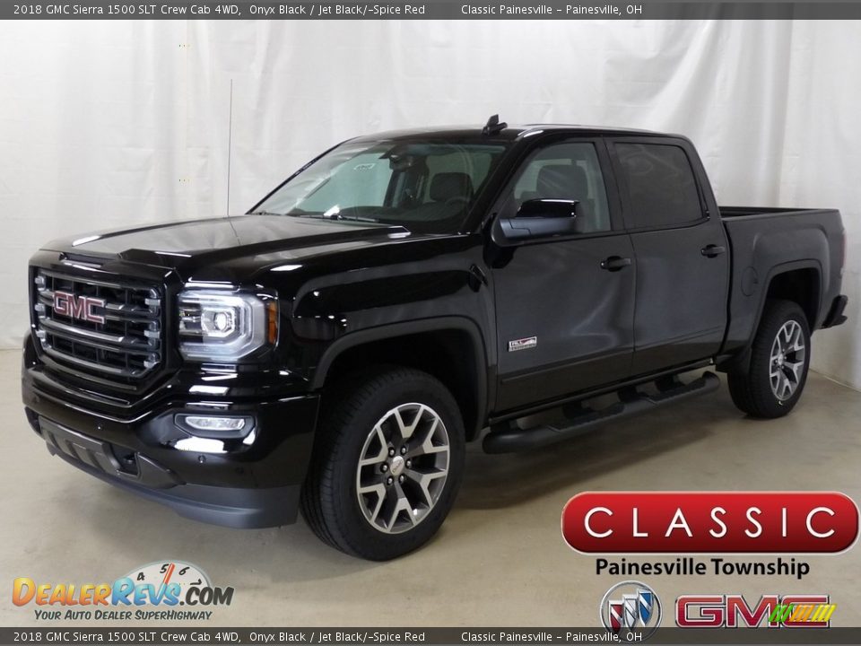 2018 GMC Sierra 1500 SLT Crew Cab 4WD Onyx Black / Jet Black/­Spice Red Photo #1