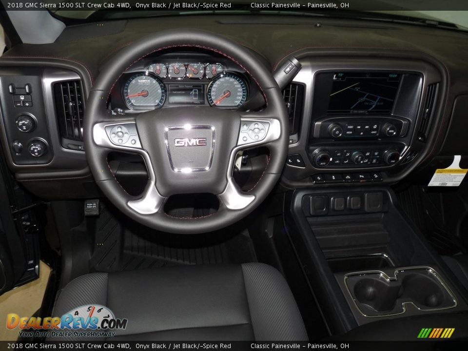 2018 GMC Sierra 1500 SLT Crew Cab 4WD Onyx Black / Jet Black/­Spice Red Photo #8