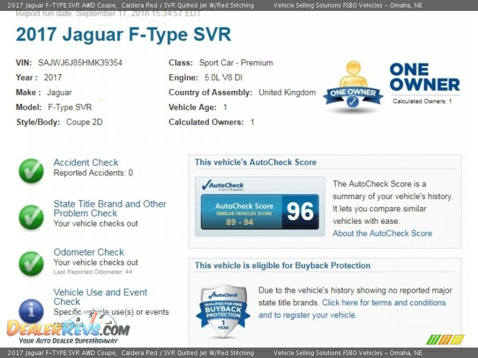 Dealer Info of 2017 Jaguar F-TYPE SVR AWD Coupe Photo #2