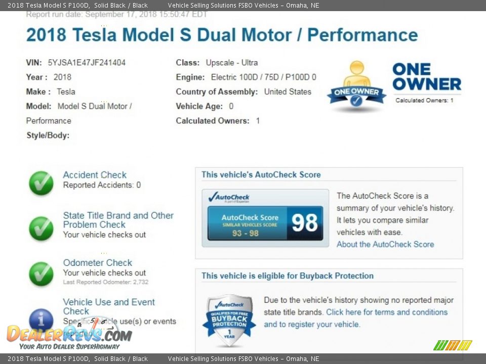 2018 Tesla Model S P100D Solid Black / Black Photo #2