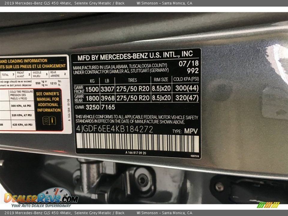 2019 Mercedes-Benz GLS 450 4Matic Selenite Grey Metallic / Black Photo #11