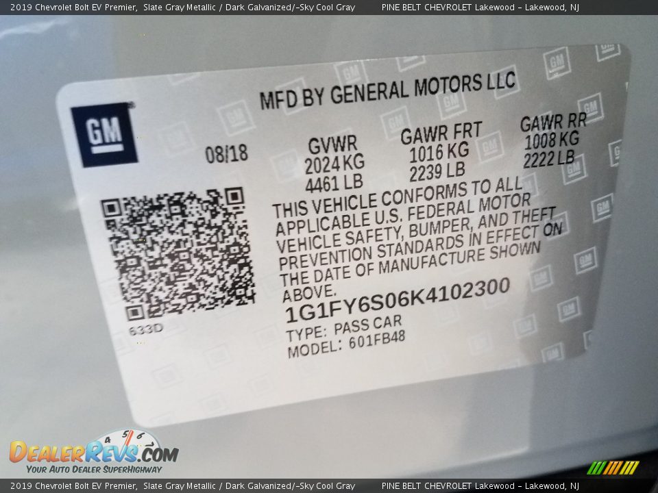 2019 Chevrolet Bolt EV Premier Slate Gray Metallic / Dark Galvanized/­Sky Cool Gray Photo #9
