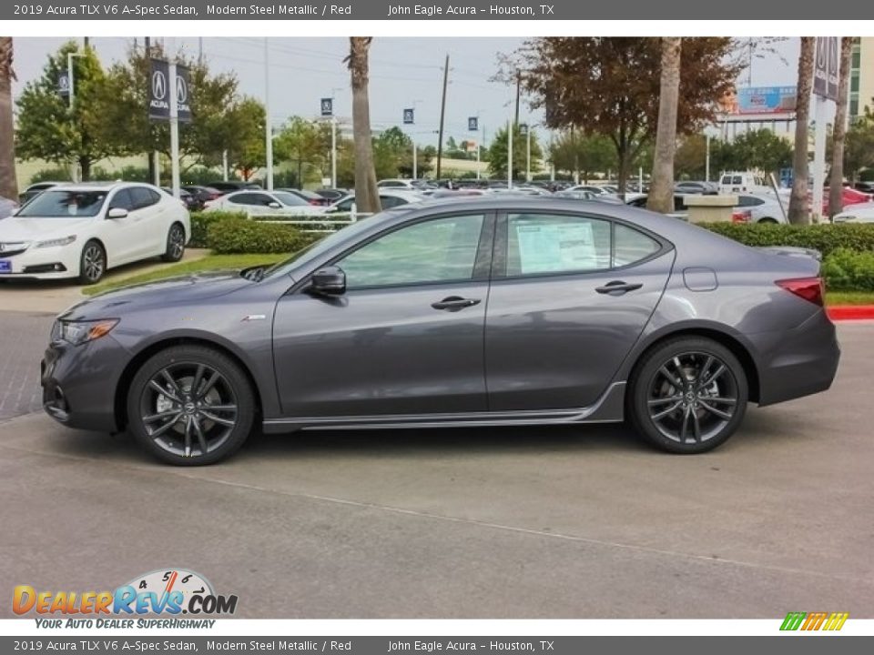 2019 Acura TLX V6 A-Spec Sedan Modern Steel Metallic / Red Photo #4