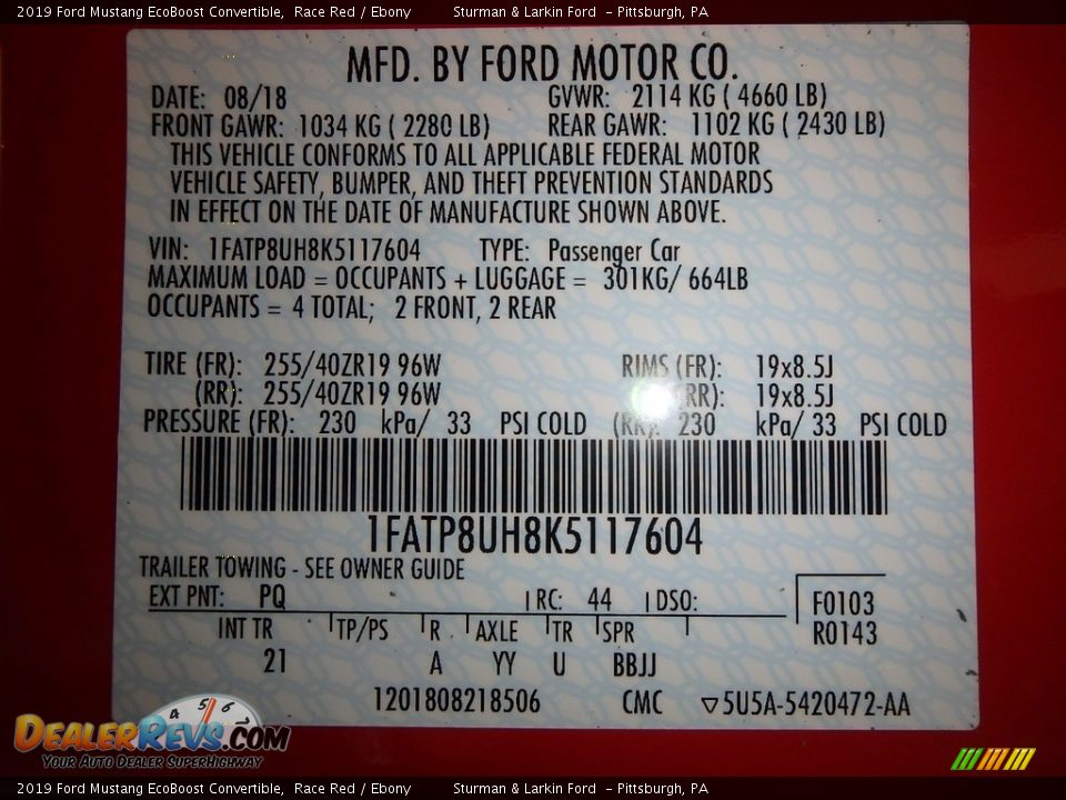 2019 Ford Mustang EcoBoost Convertible Race Red / Ebony Photo #10