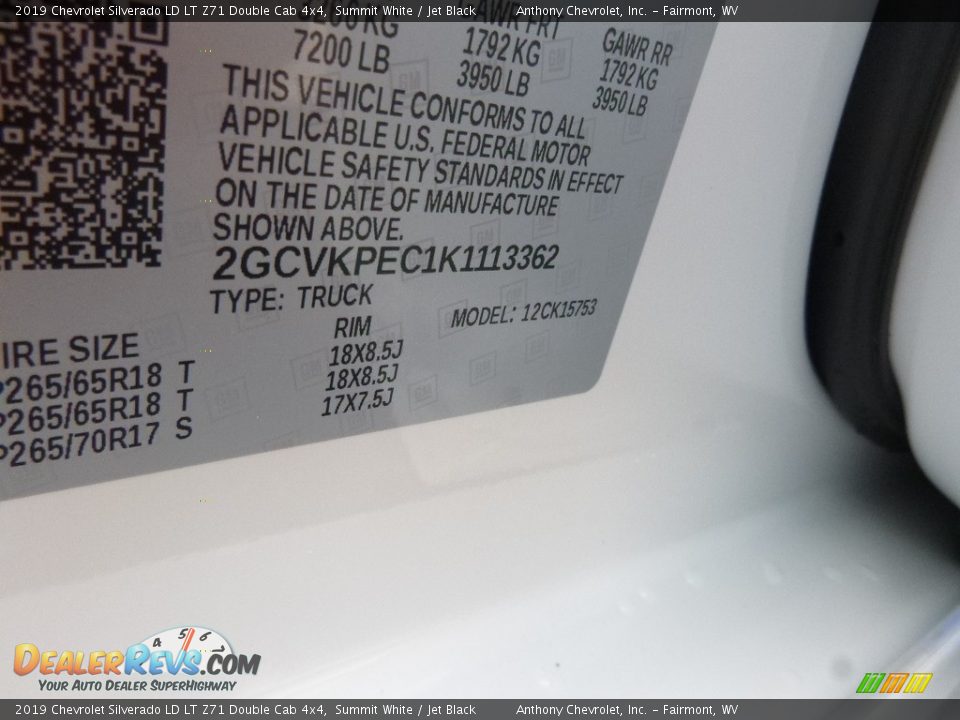 2019 Chevrolet Silverado LD LT Z71 Double Cab 4x4 Summit White / Jet Black Photo #14