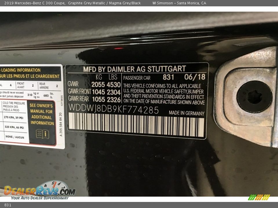 Mercedes-Benz Color Code 831 Graphite Grey Metallic