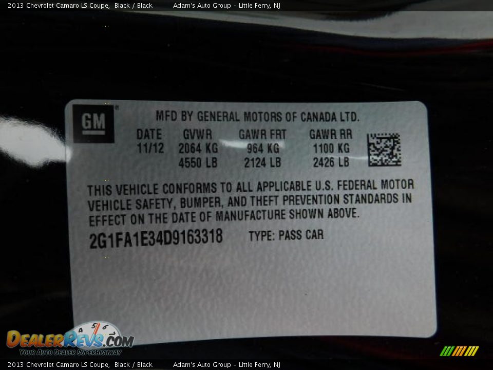 2013 Chevrolet Camaro LS Coupe Black / Black Photo #33