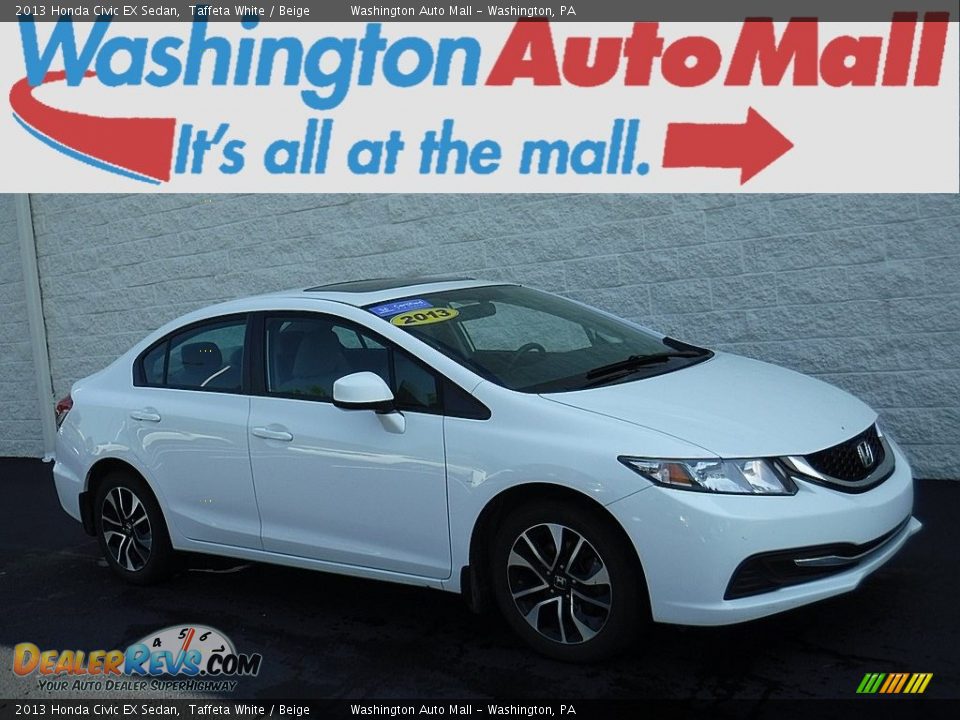 2013 Honda Civic EX Sedan Taffeta White / Beige Photo #1