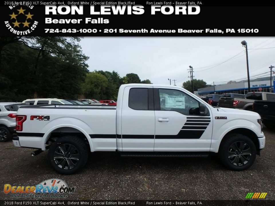 2018 Ford F150 XLT SuperCab 4x4 Oxford White / Special Edition Black/Red Photo #1