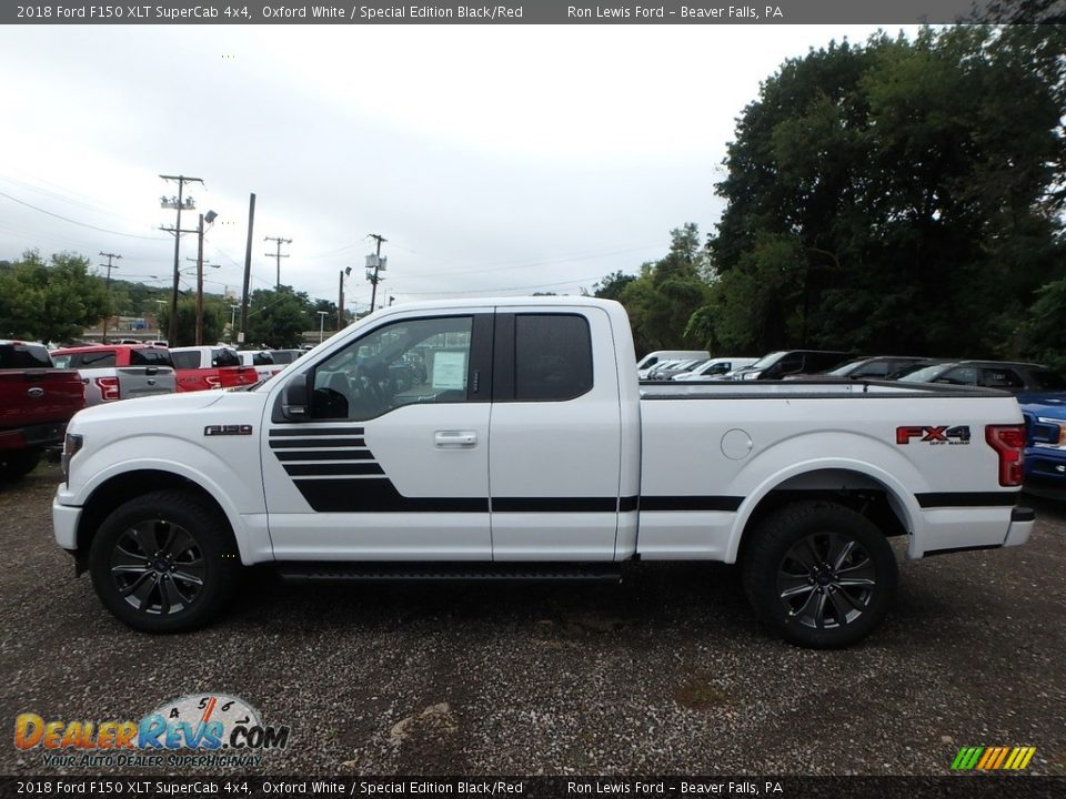 2018 Ford F150 XLT SuperCab 4x4 Oxford White / Special Edition Black/Red Photo #5