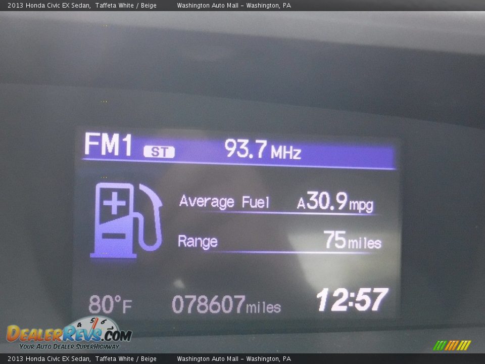 2013 Honda Civic EX Sedan Taffeta White / Beige Photo #20