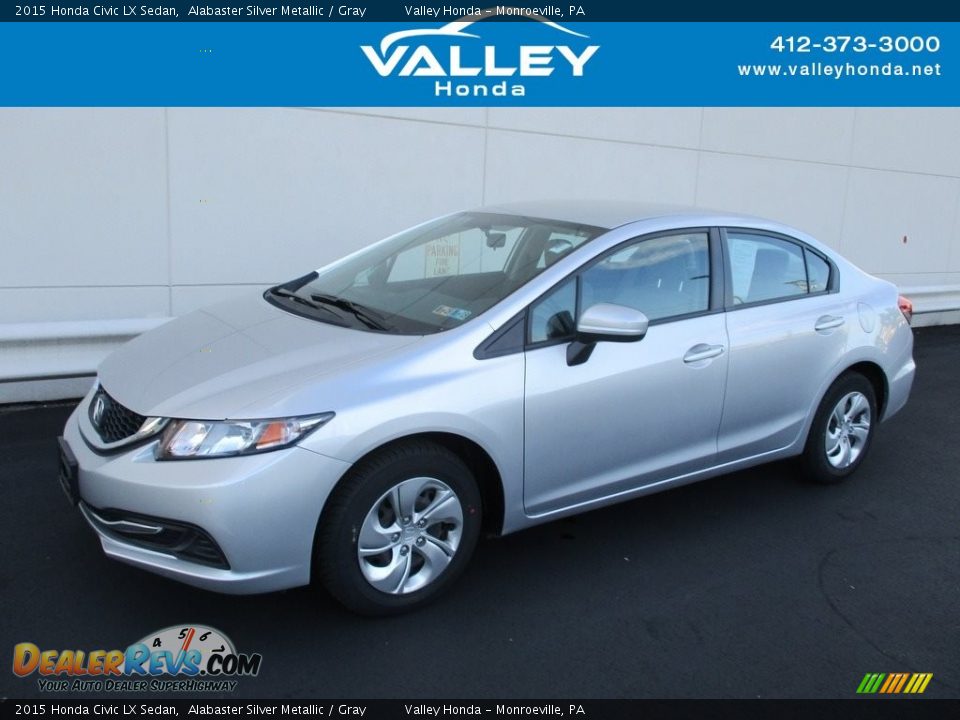 2015 Honda Civic LX Sedan Alabaster Silver Metallic / Gray Photo #1