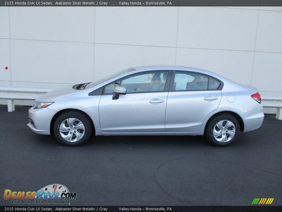 2015 Honda Civic LX Sedan Alabaster Silver Metallic / Gray Photo #2