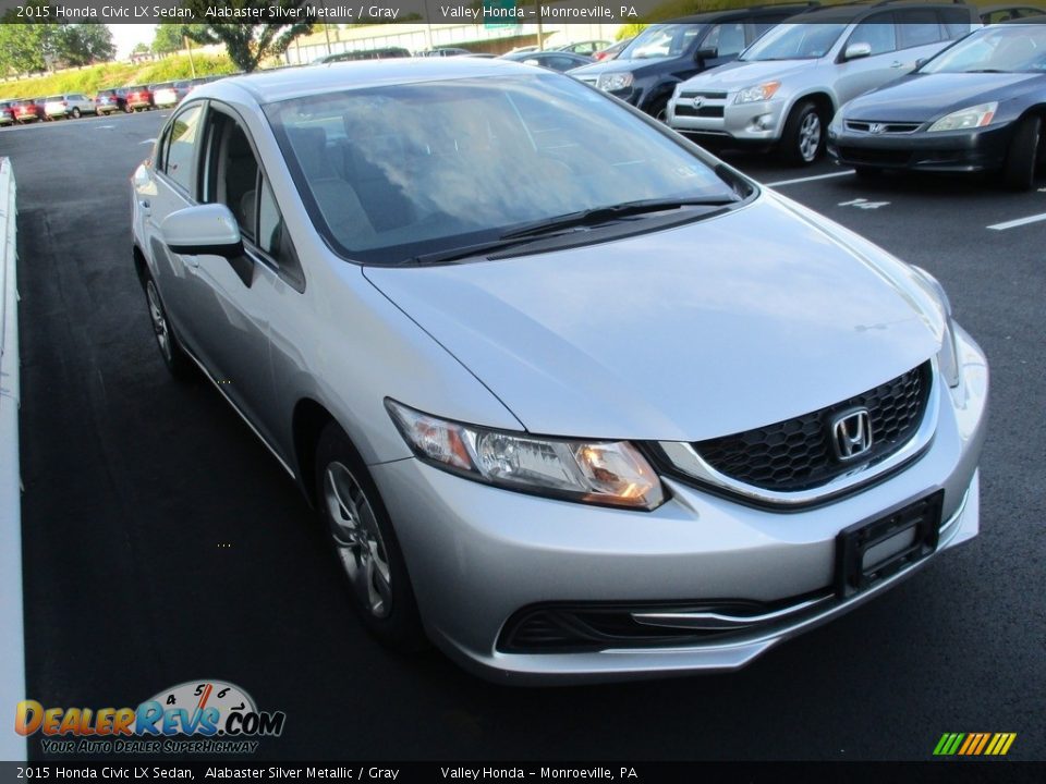 2015 Honda Civic LX Sedan Alabaster Silver Metallic / Gray Photo #6