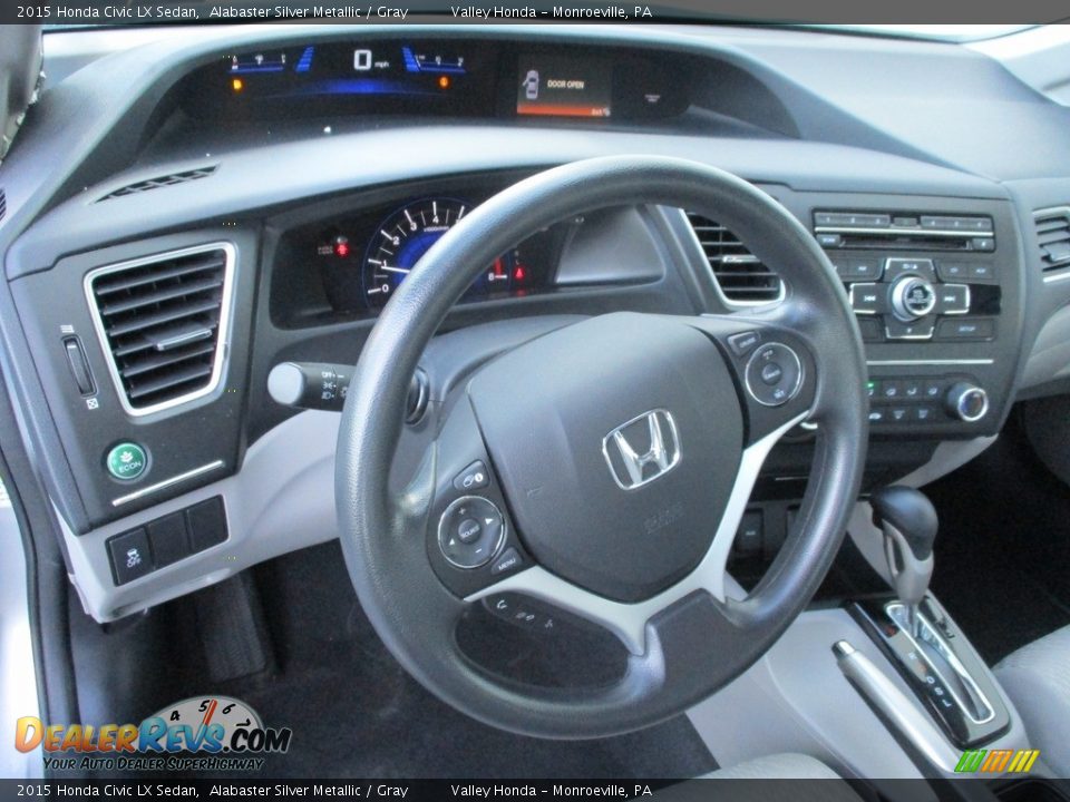 2015 Honda Civic LX Sedan Alabaster Silver Metallic / Gray Photo #13