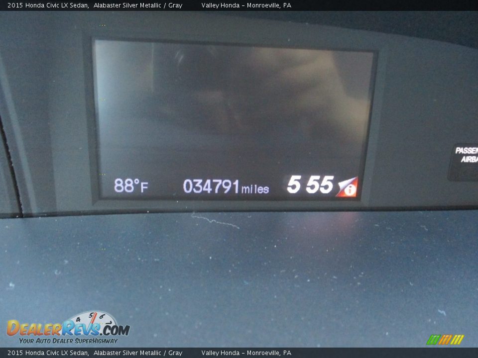 2015 Honda Civic LX Sedan Alabaster Silver Metallic / Gray Photo #20