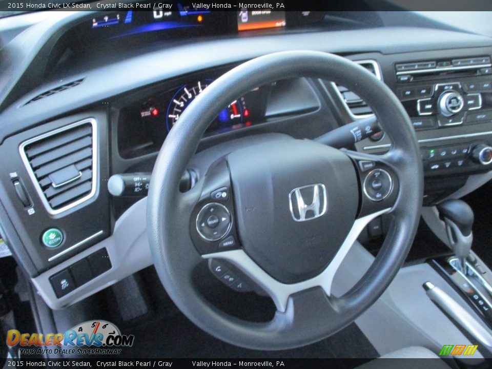 2015 Honda Civic LX Sedan Crystal Black Pearl / Gray Photo #13