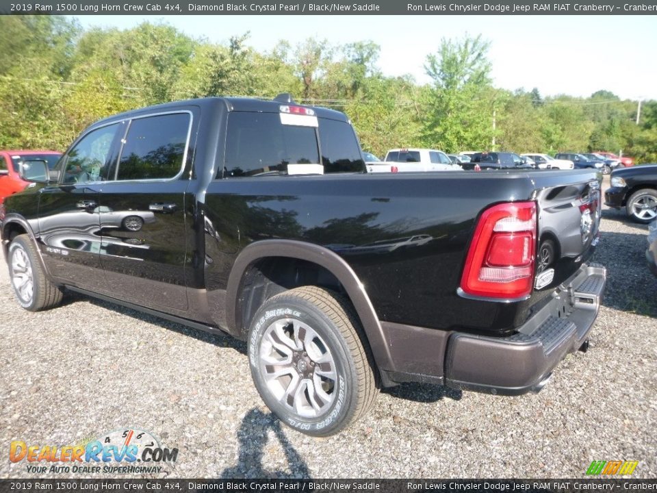 2019 Ram 1500 Long Horn Crew Cab 4x4 Diamond Black Crystal Pearl / Black/New Saddle Photo #3