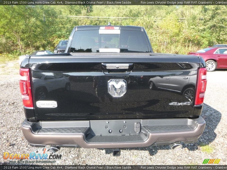 2019 Ram 1500 Long Horn Crew Cab 4x4 Diamond Black Crystal Pearl / Black/New Saddle Photo #4