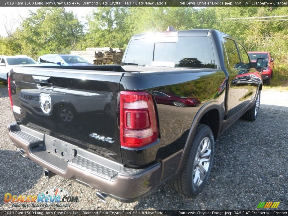 2019 Ram 1500 Long Horn Crew Cab 4x4 Diamond Black Crystal Pearl / Black/New Saddle Photo #5