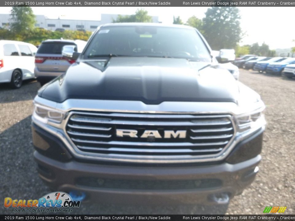 2019 Ram 1500 Long Horn Crew Cab 4x4 Diamond Black Crystal Pearl / Black/New Saddle Photo #8