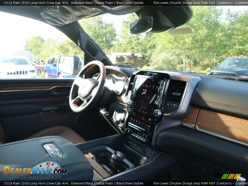 2019 Ram 1500 Long Horn Crew Cab 4x4 Diamond Black Crystal Pearl / Black/New Saddle Photo #12