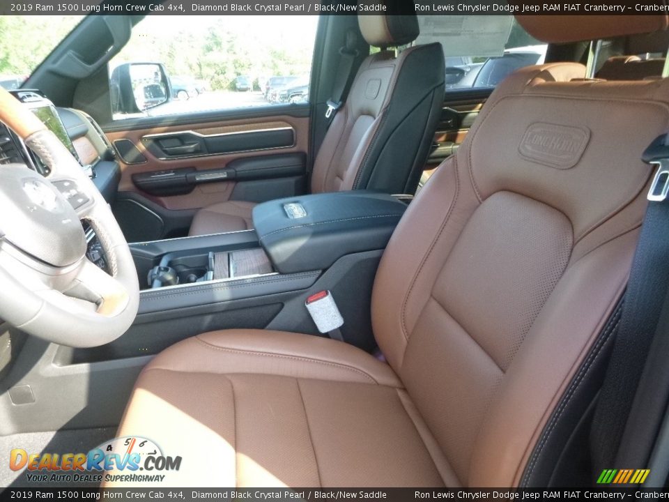 2019 Ram 1500 Long Horn Crew Cab 4x4 Diamond Black Crystal Pearl / Black/New Saddle Photo #15