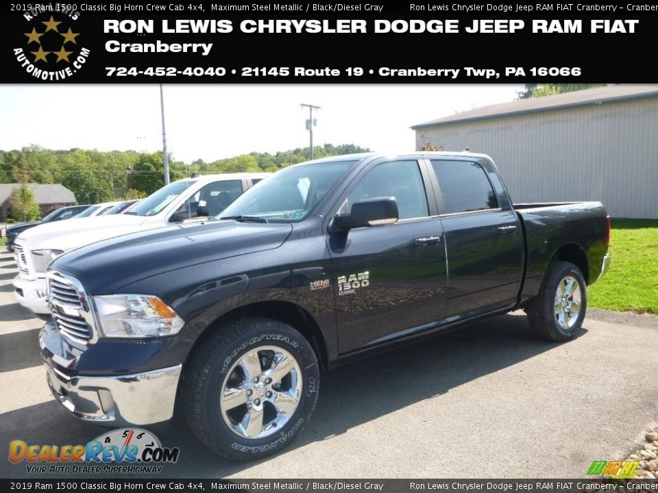 2019 Ram 1500 Classic Big Horn Crew Cab 4x4 Maximum Steel Metallic / Black/Diesel Gray Photo #1
