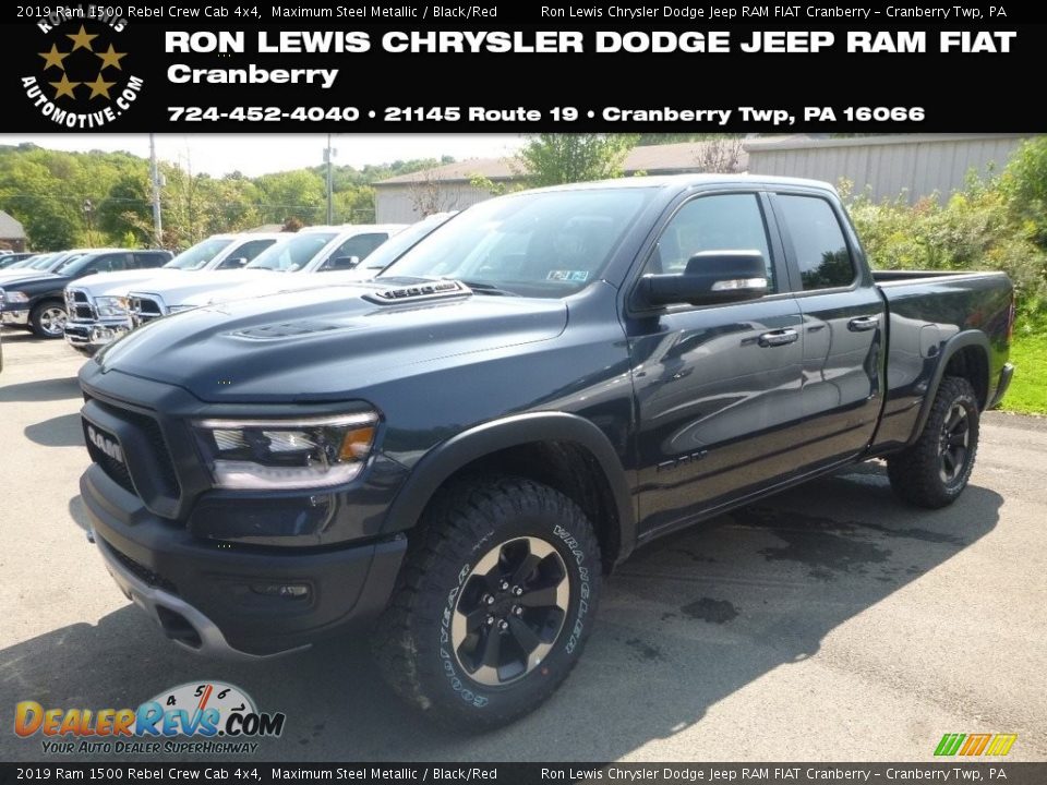 2019 Ram 1500 Rebel Crew Cab 4x4 Maximum Steel Metallic / Black/Red Photo #1