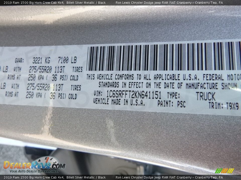 2019 Ram 1500 Big Horn Crew Cab 4x4 Billett Silver Metallic / Black Photo #17