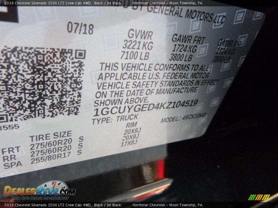 2019 Chevrolet Silverado 1500 LTZ Crew Cab 4WD Black / Jet Black Photo #17