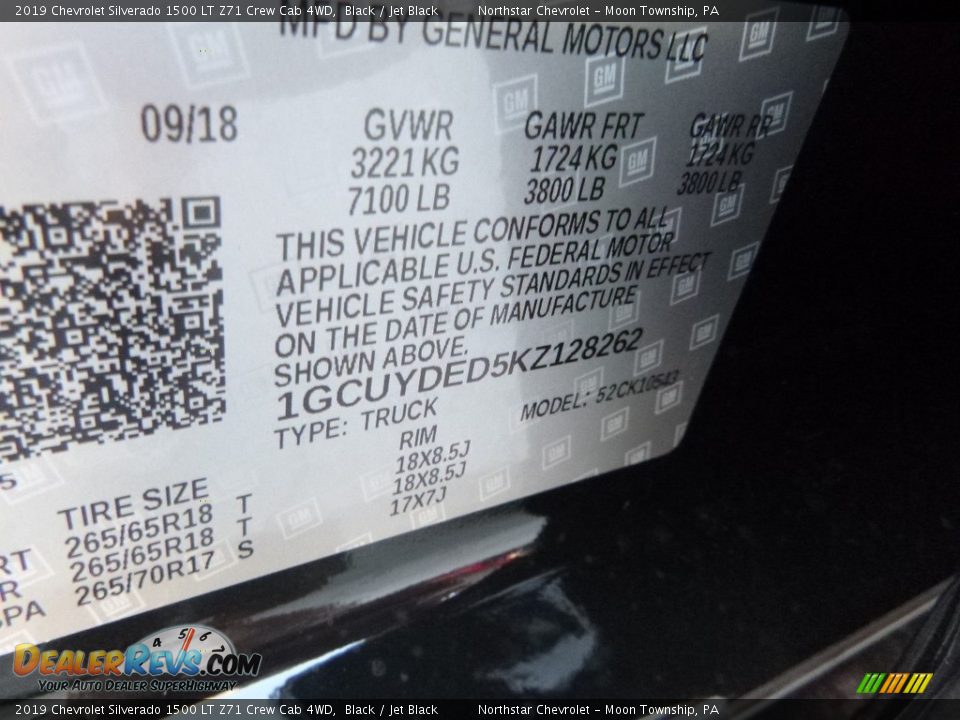 2019 Chevrolet Silverado 1500 LT Z71 Crew Cab 4WD Black / Jet Black Photo #16