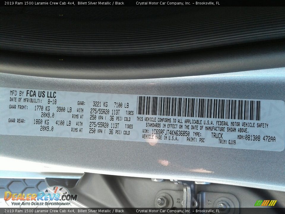 2019 Ram 1500 Laramie Crew Cab 4x4 Billett Silver Metallic / Black Photo #22
